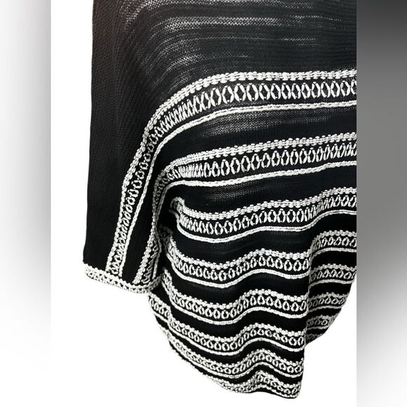 NIC+ZOE Women's Celestial Sweater black and white cotton 3/4 sleeve lightweight - Picture 6 of 12